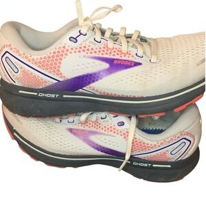 Brooks Ghost 14 Running Shoes 9.5 White Pink Purple Athleisure 1203561B192